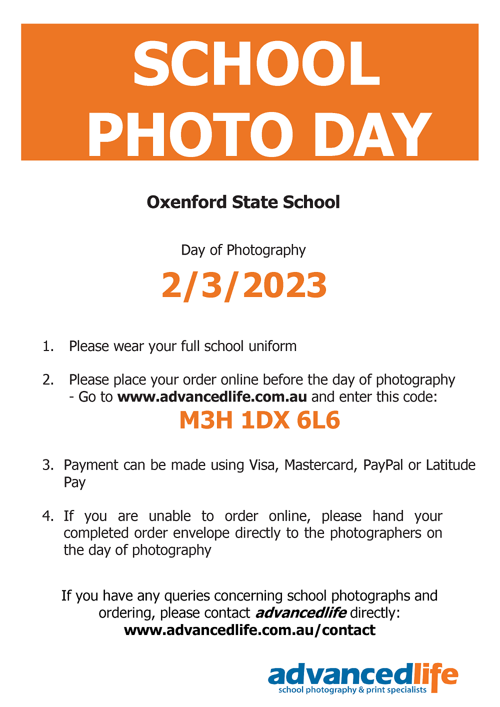 School Photo Day Poster_Oxenford State School.png